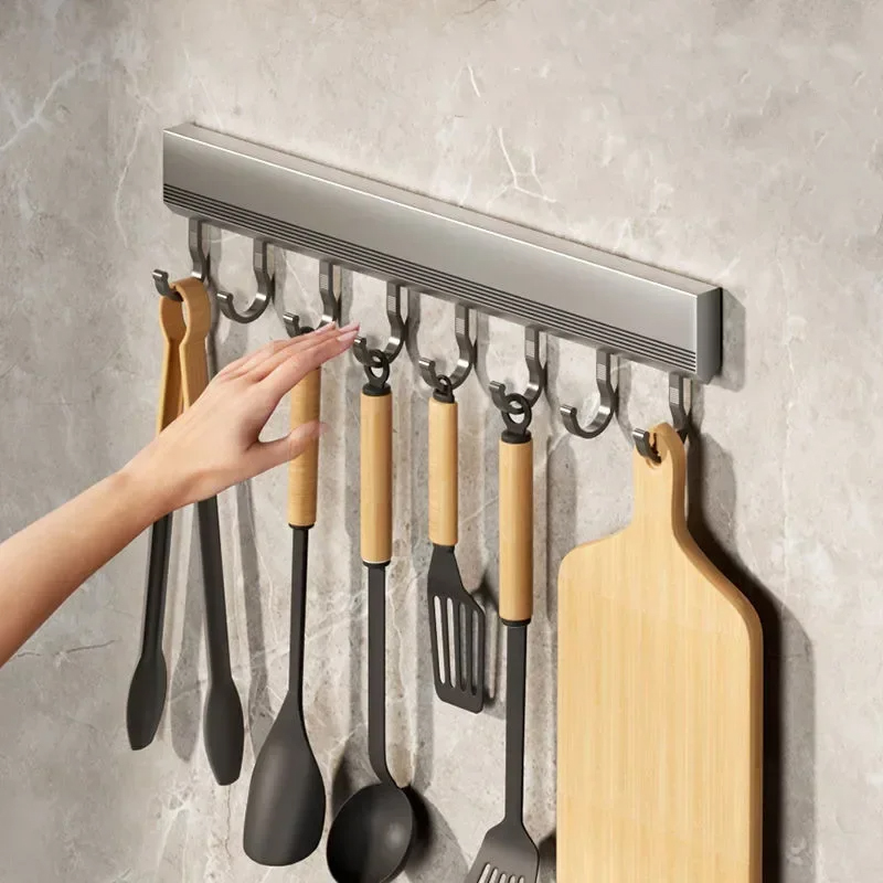 Kitchen Appliances Cabinet - ชั้นเก็บห้องครัวอลูมิเนียมอัลลอยด์ตะขอแร็คติดผนังเครื่องครัวชั้นเก็บห้องน้ํา Robe ผ้าเช็ดตัวแขวน
