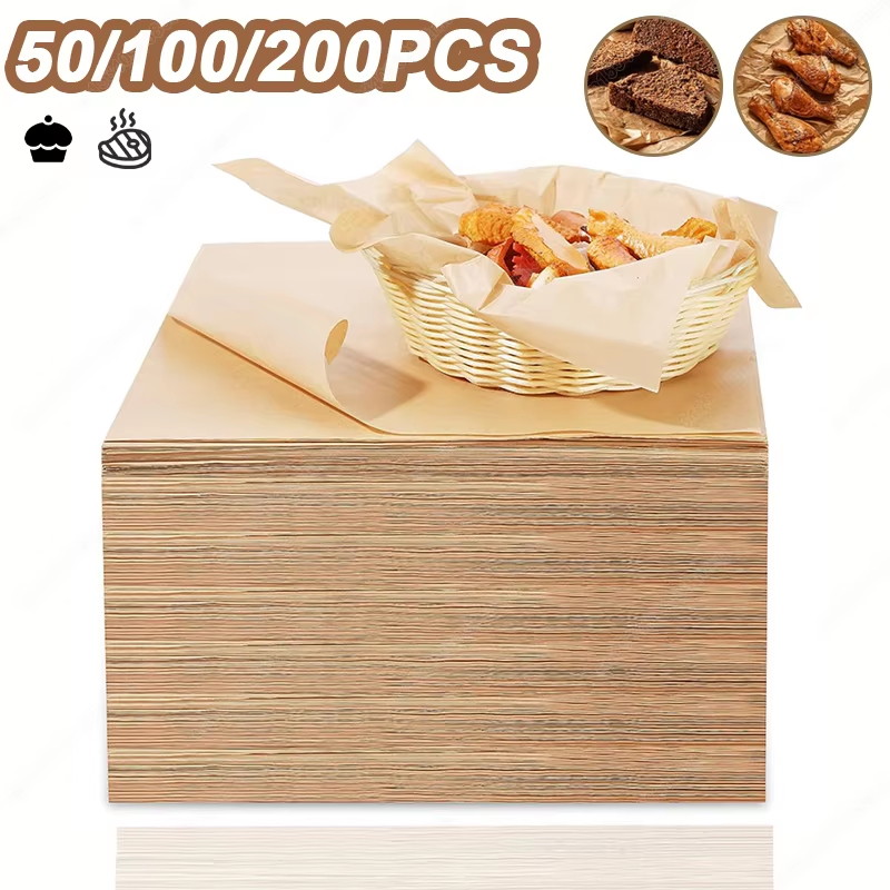 Air Fryer - 50/100/200PCS กระดาษรองอบ Parchment แผ่นอบเตาอบ Air Fryer
