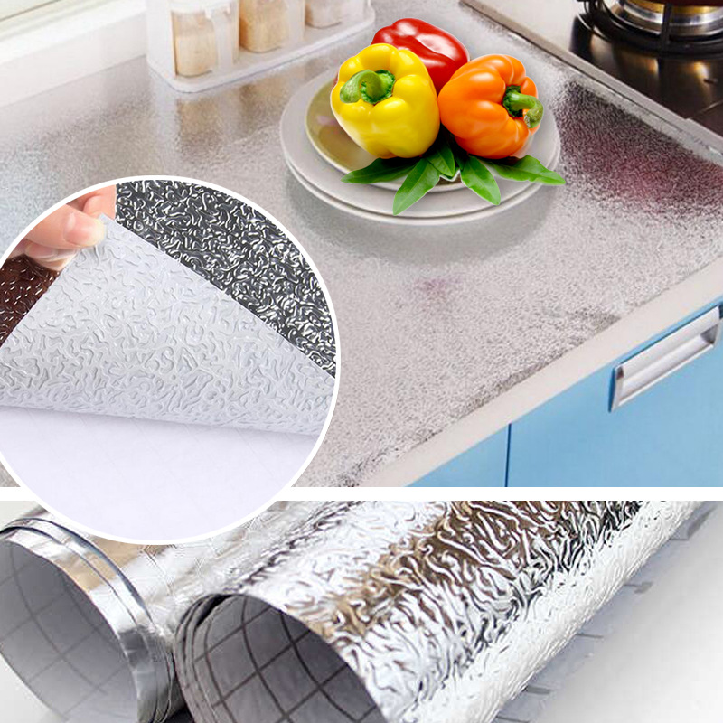 Kitchen Appliances Cabinet - สติ๊กเกอร์ติดผนังห้องครัว ฟอยล์อะลูมิเนียมแบบมีกาวในตัว ป้องกันคราบน้ำมัน เหมาะสำหรับเคาน์เตอร์ ลิ้นชัก ตู้