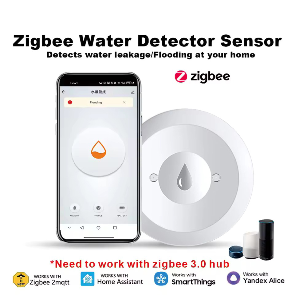 Kitchen Appliances Video - เซ็นเซอร์ตรวจจับน้ำรั่วซึม Zigbee พร้อมระบบแจ้งเตือนผ่านแอปพลิเคชัน สำหรับการตรวจสอบระยะไกลในห้องครัว/ห้องน้ำ รองรับ Home
