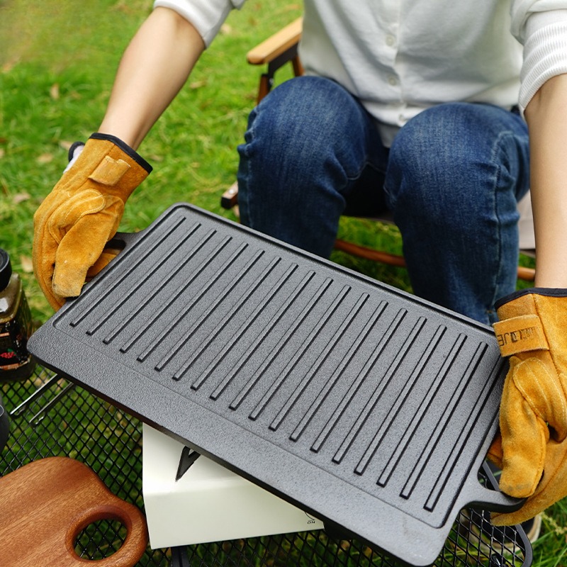 Induction Cooker - Outdoor Camping บาร์บีคิวแผ่นเกาหลีบาร์บีคิวแผ่นสองด้านเทปันยากิทอดสเต็กแก๊ส Induction หม้อหุงข้าวถาดอบ