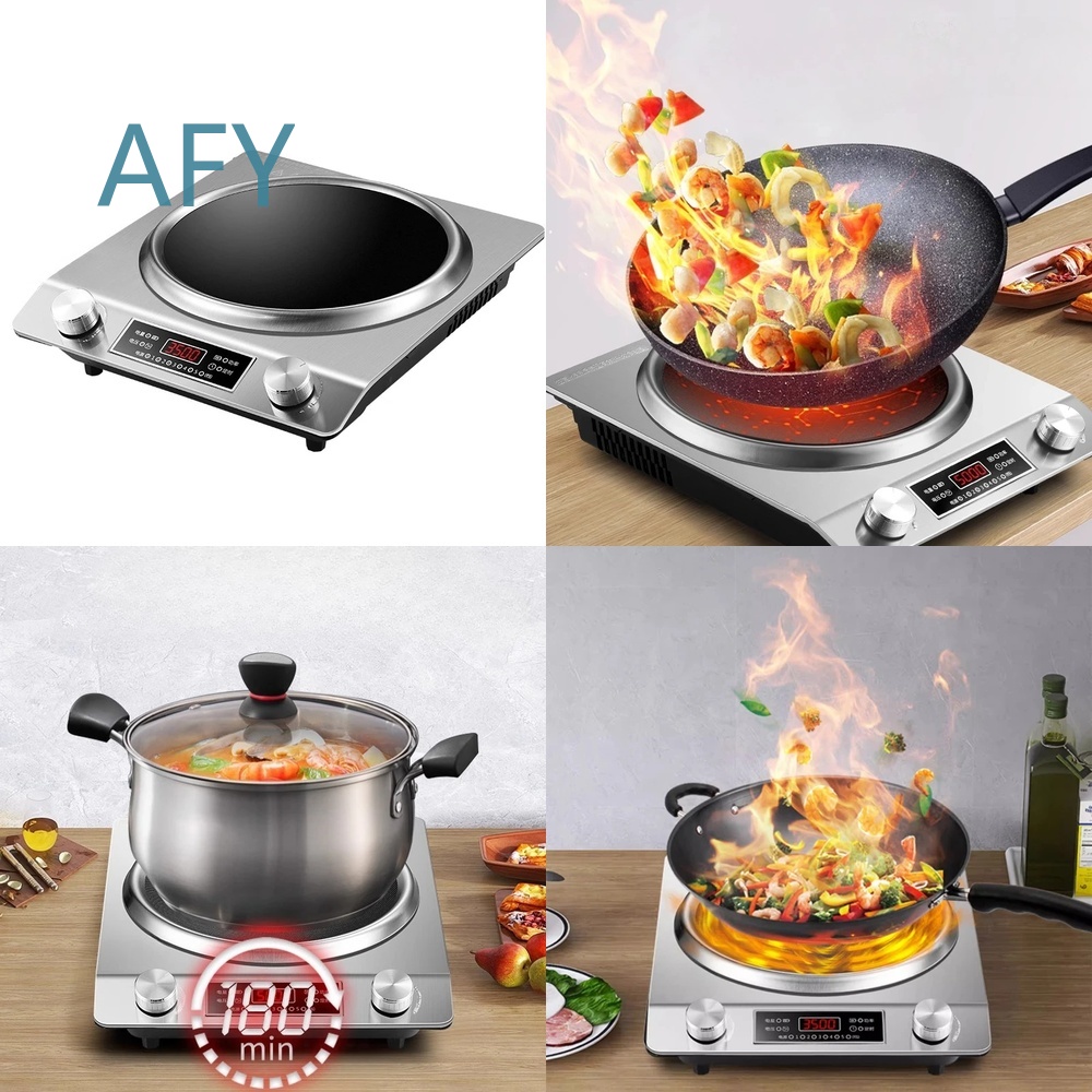 Induction Cooktop Portable - เตาแม่เหล็กไฟฟ้าแบบเว้า 220V สำหรับใช้ในครัวเรือน เตาไฟฟ้าพลังงานสูงแบบใช้แบตเตอรี่ สำหรับกระทะผัด ให้ความร้อนเร็ว