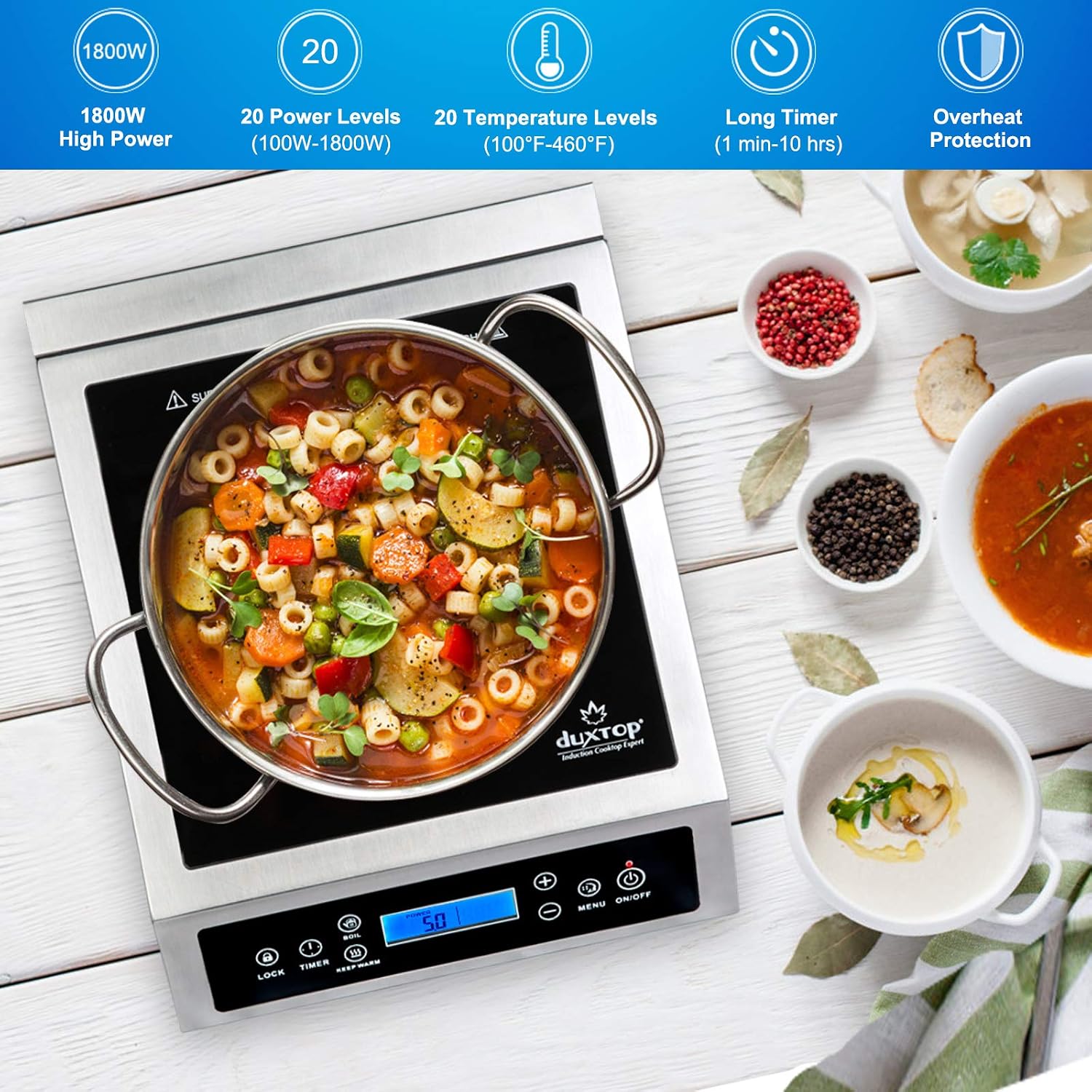 เตาแม่เหล็กไฟฟ้าแบบพกพาสำหรับม - Induction Cooktop Portable บทวิจารณ์และราคา